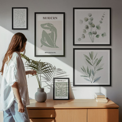 Conjunto de 5 quadros decorativos Motivos decorativos elegantes para plantas