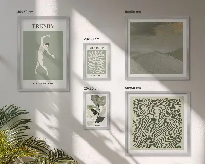 Galeria de quadros para parede com estampas de plantas abstratas estilosas