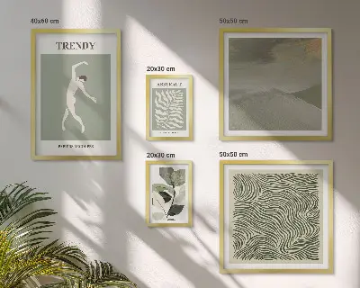 Galeria de quadros para parede com estampas de plantas abstratas estilosas