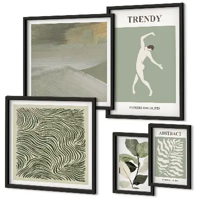 Galeria de quadros para parede com estampas de plantas abstratas estilosas