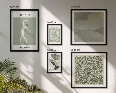 Galeria de quadros para parede com estampas de plantas abstratas estilosas