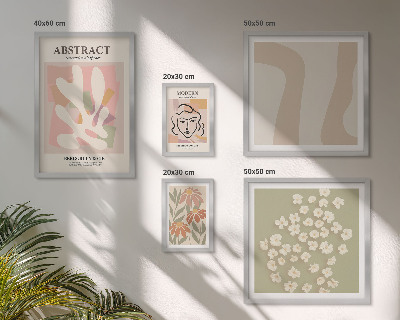 Conjunto de 5 quadros com moldura Interior elegante com flores abstratas