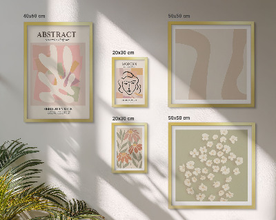 Conjunto de 5 quadros com moldura Interior elegante com flores abstratas