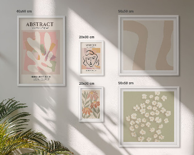 Conjunto de 5 quadros com moldura Interior elegante com flores abstratas