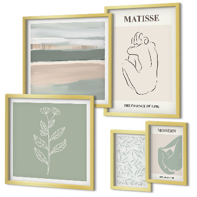 Conjunto de 5 quadros decorativos Gráficos de plantas estilosos