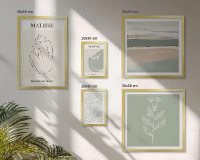 Conjunto de 5 quadros decorativos com estampas de gráficos de plantas estilosos