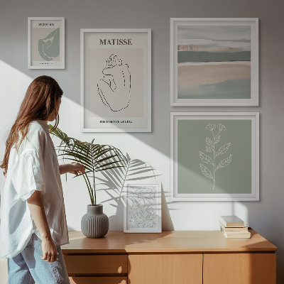 Conjunto de 5 quadros decorativos Gráficos de plantas estilosos