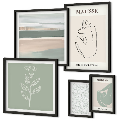 Conjunto de 5 quadros decorativos Gráficos de plantas estilosos