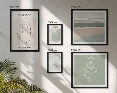 Conjunto de 5 quadros decorativos com estampas de gráficos de plantas estilosos