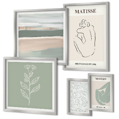 Conjunto de 5 quadros decorativos Gráficos de plantas estilosos