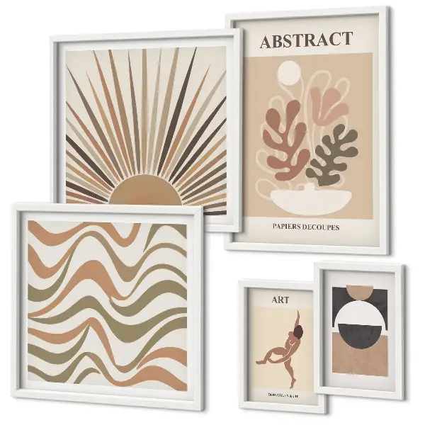 Galeria de parede com abstrações de plantas elegantes