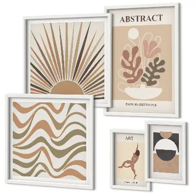 Galeria de parede com abstrações de plantas elegantes