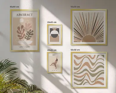 Galeria de parede com abstrações de plantas elegantes