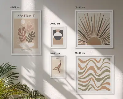 Galeria de parede com abstrações de plantas elegantes