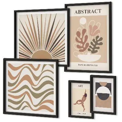 Galeria de parede com abstrações de plantas elegantes