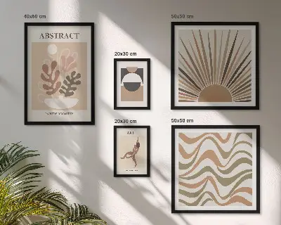 Galeria de parede com abstrações de plantas elegantes
