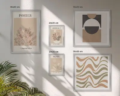 Galeria de quadros para parede com estampas de abstrações de plantas elegantes