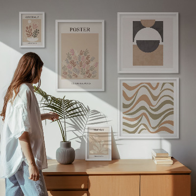 Parede galeria de quadros abstrações de plantas elegantes