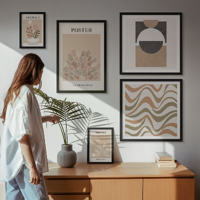Parede galeria de quadros abstrações de plantas elegantes