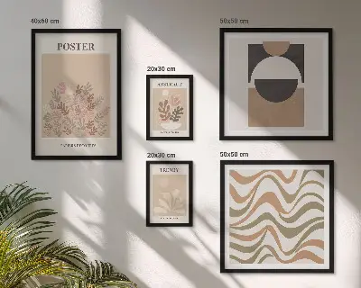 Galeria de quadros para parede com estampas de abstrações de plantas elegantes