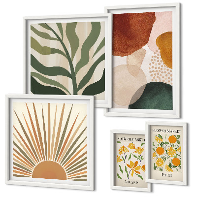 Conjunto de 5 quadros com moldura Gráficos de plantas elegantes com geometria