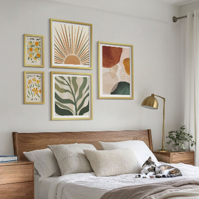 Conjunto de 5 quadros com moldura Gráficos de plantas elegantes com geometria