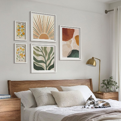 Conjunto de 5 quadros com moldura Gráficos de plantas elegantes com geometria