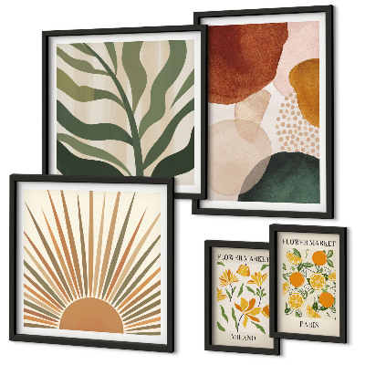 Conjunto de 5 quadros com moldura Gráficos de plantas elegantes com geometria