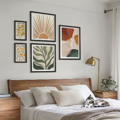 Conjunto de 5 quadros com moldura Gráficos de plantas elegantes com geometria