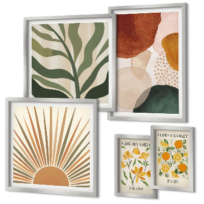 Conjunto de 5 quadros com moldura Gráficos de plantas elegantes com geometria