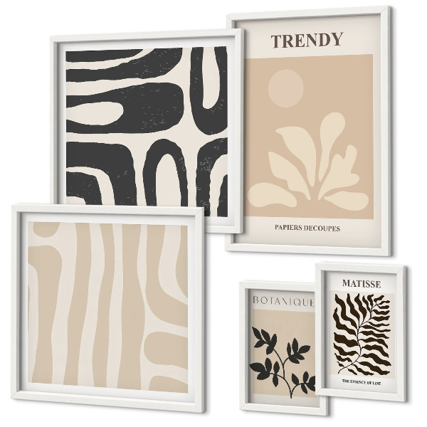 Conjunto de 5 quadros decorativos Motivos decorativos elegantes para plantas