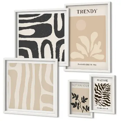 Conjunto de 5 quadros decorativos com motivos elegantes de plantas