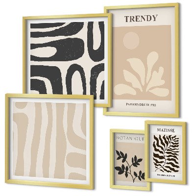 Conjunto de 5 quadros decorativos Motivos decorativos elegantes para plantas