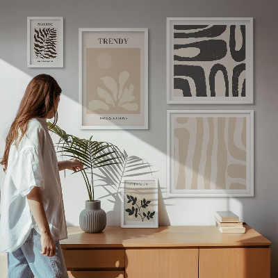 Conjunto de 5 quadros decorativos Motivos decorativos elegantes para plantas