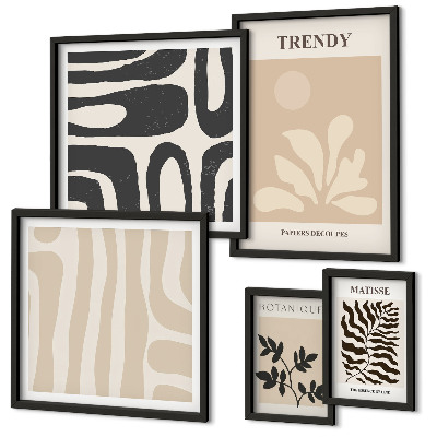 Conjunto de 5 quadros decorativos Motivos decorativos elegantes para plantas