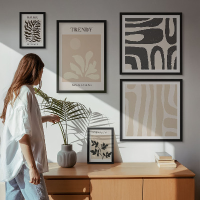 Conjunto de 5 quadros decorativos Motivos decorativos elegantes para plantas