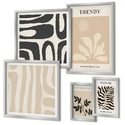 Conjunto de 5 quadros decorativos com motivos elegantes de plantas
