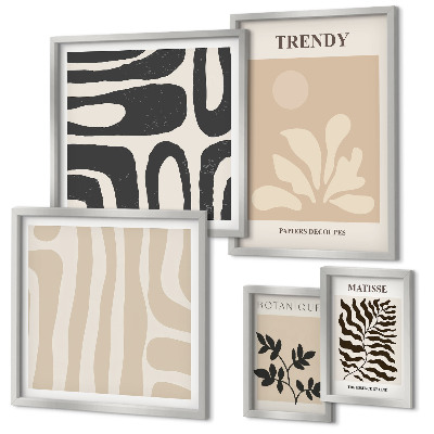 Conjunto de 5 quadros decorativos Motivos decorativos elegantes para plantas