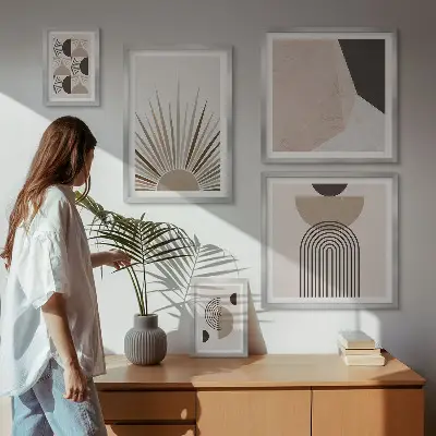 Galeria de parede com formas geométricas abstratas