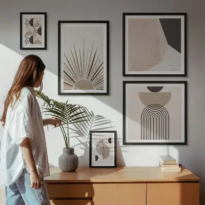 Galeria de parede com formas geométricas abstratas