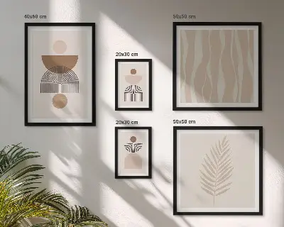 Galeria de quadros para parede com formas abstratas da natureza