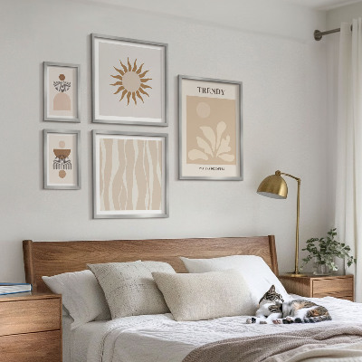 Conjunto de 5 quadros com moldura Decorações abstratas elegantes