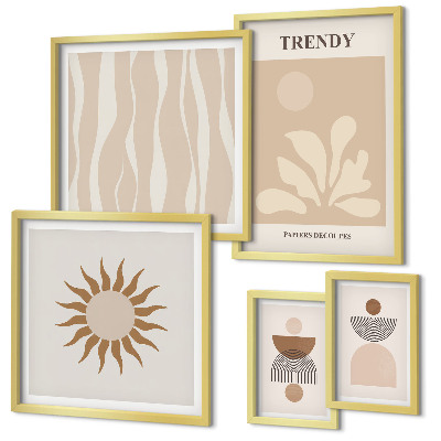 Conjunto de 5 quadros com moldura Decorações abstratas elegantes