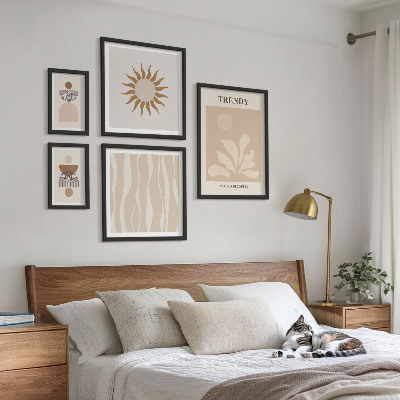 Conjunto de 5 quadros com moldura Decorações abstratas elegantes