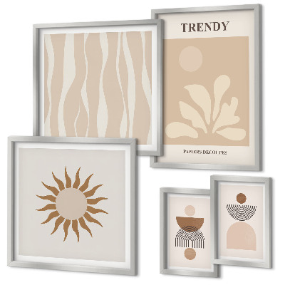 Conjunto de 5 quadros com moldura Decorações abstratas elegantes