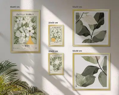 Conjunto de 5 quadros decorativos com motivos florais de Londres, Dublin e Tóquio