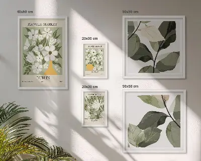 Conjunto de 5 quadros decorativos com motivos florais de Londres, Dublin e Tóquio