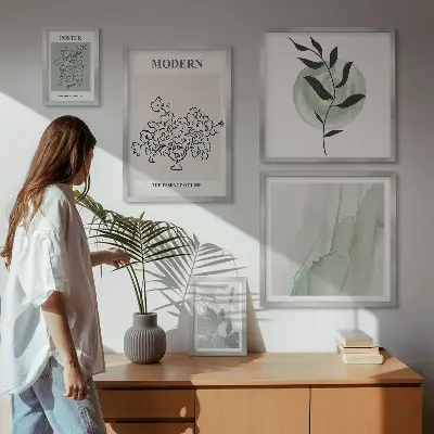 Conjunto de 5 quadros com moldura em estilo de decoração minimalista moderna