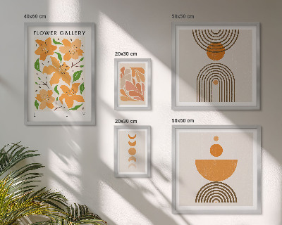Conjunto de 5 quadros decorativos Flores elegantes e geometria