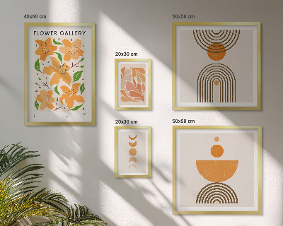 Conjunto de 5 quadros decorativos Flores elegantes e geometria